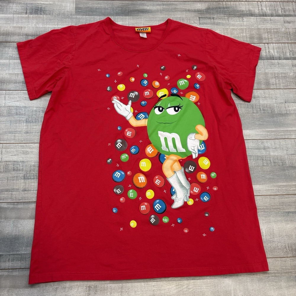M&Ms Candy Nightgown Women's 1X Red Graphic Character Sleep Shirt Lounge Night